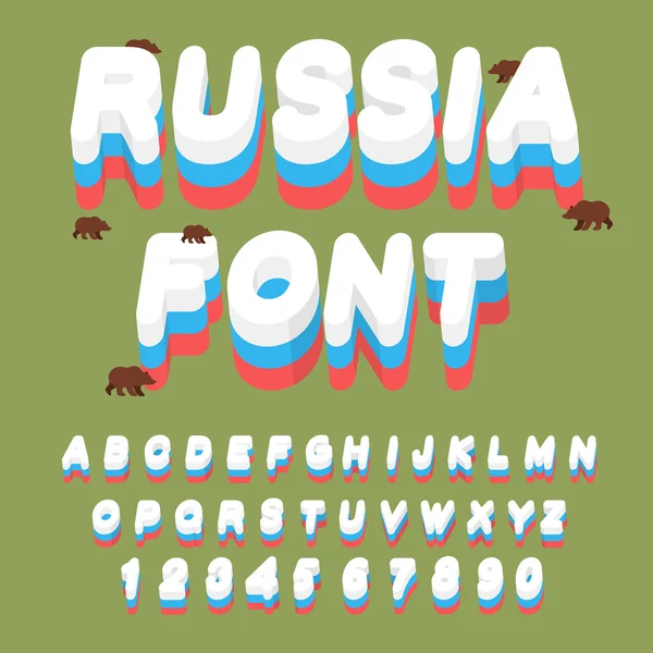 Russische lettertype. Russische vlag op letters. Nationale patriottische alfab — Stockvector