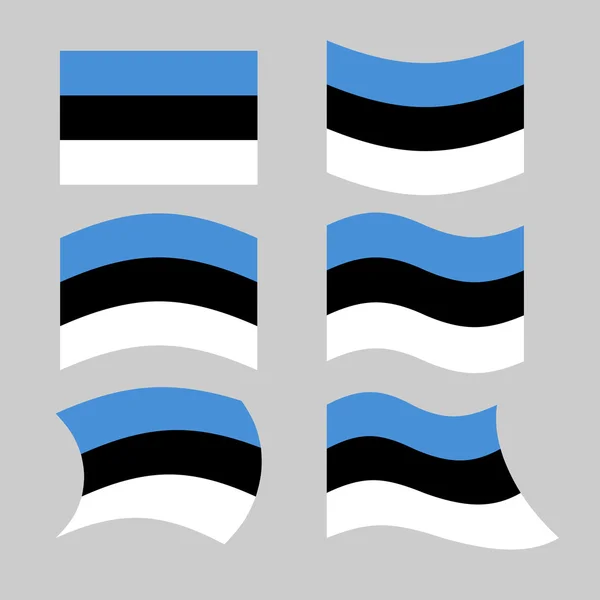 Bandera de Estonia. Conjunto de banderas de Estonia en varias formas. Desarrollo — Archivo Imágenes Vectoriales