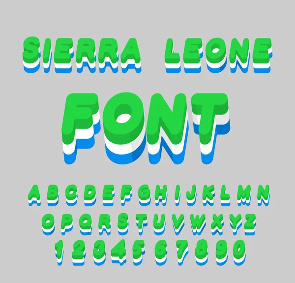 Písmo Sierra Leone. Na dopisy je vlajka Sierra Leones. Národní Patri — Stockový vektor
