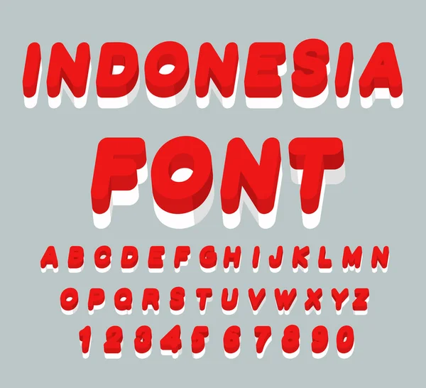 Індонезія шрифт. Прапор Індонезії на листах. Національна патріотична — стоковий вектор