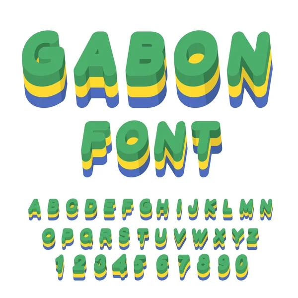 Gabon lettertype. Vlag van de Gabonese op letters. Nationale patriottische alphabe — Stockvector