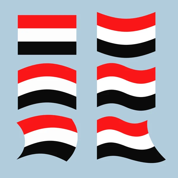 예멘 플래그입니다. 예멘의 공화국의 다양 한 형태로 플래그의 집합. — 스톡 벡터