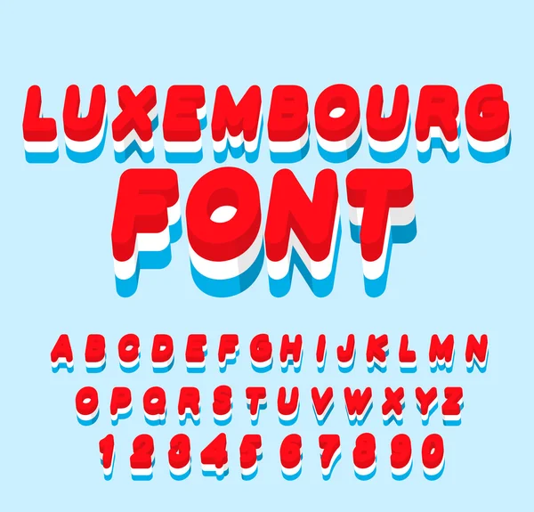 Luxembourg font. Bandera luxemburguesa en letras. Patriota nacional — Archivo Imágenes Vectoriales