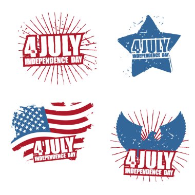 Amerika'da Bağımsızlık günü Grunge işareti. Yıldız ve boya spla