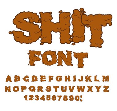 Shit font. Letters from poop. Alphabet shit. Lettering and typog clipart