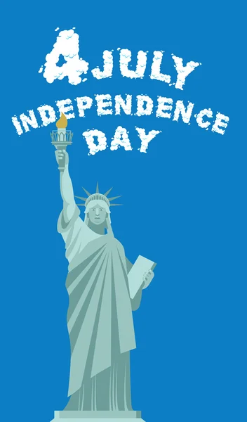 Amerika'nın Bağımsızlık günü. Yeni Yor sembolü Özgürlük heykeli — Stok Vektör