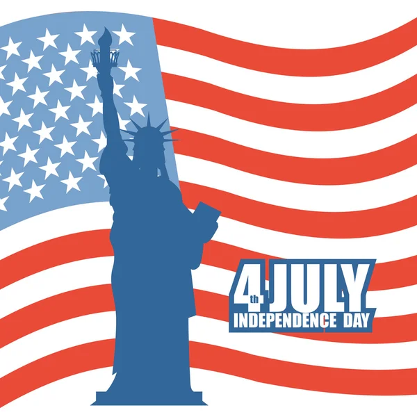 July 4th Independence Day of America. Statue of Liberty and USA — Stock Vector