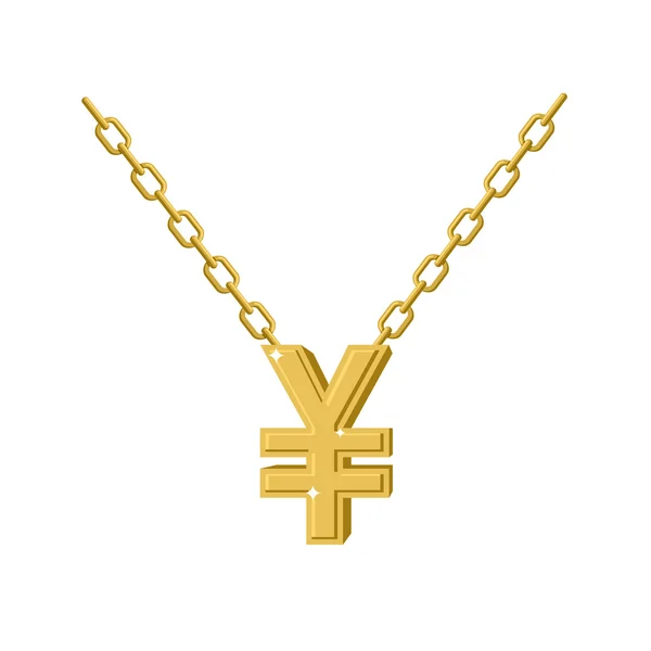 Złoto Jen naszyjnik łańcuch dekoracji. Drogie Biżuteria symbol — Wektor stockowy