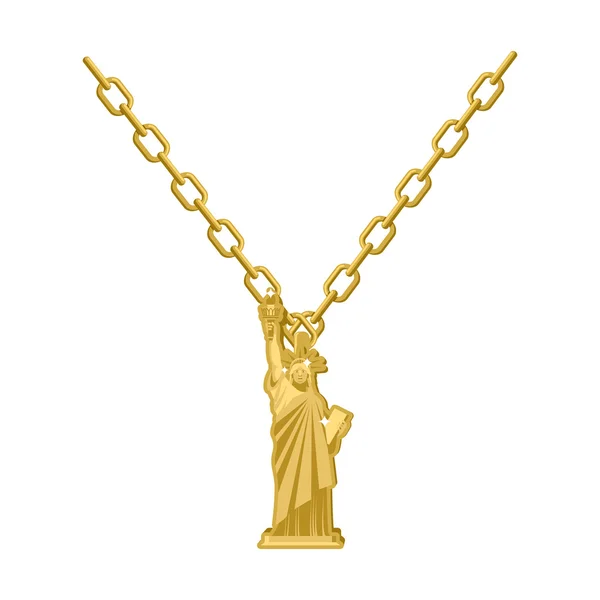 Statua Liberty naszyjnik złoto ozdoba na biżuterię. Drogich — Wektor stockowy
