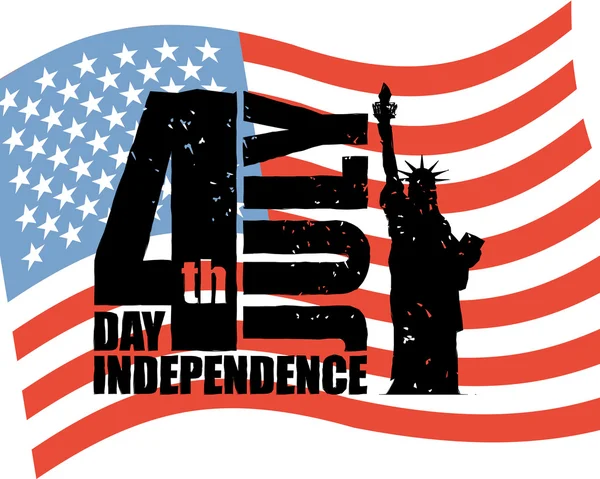 Η ημέρα της ανεξαρτησίας της Αμερικής. Άγαλμα της ελευθερίας και των ΗΠΑ σημαία σε g — Διανυσματικό Αρχείο