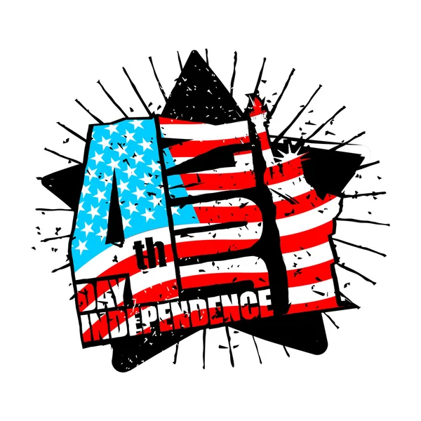 Amerika'nın Bağımsızlık Günü. G'de Özgürlük Heykeli ve Abd bayrağı — Stok Vektör