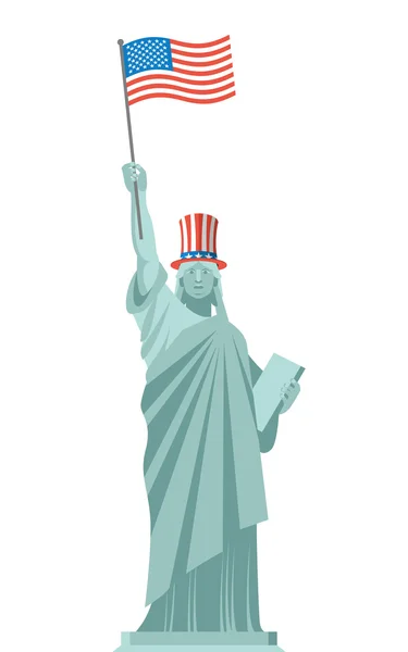 Sombrero Estatua de la Libertad Tío Sam. Día de la Independencia Estados Unidos . — Archivo Imágenes Vectoriales