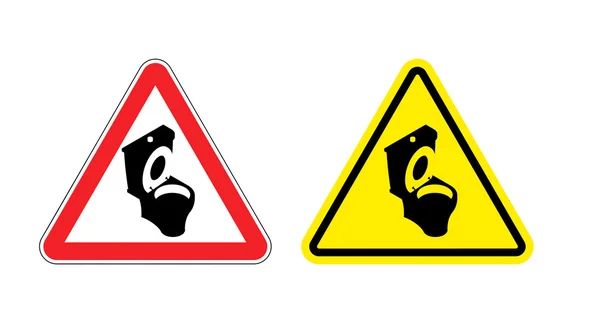 Uyarı işareti tuvalet dikkat. Tehlikeler sarı işareti — Stok Vektör