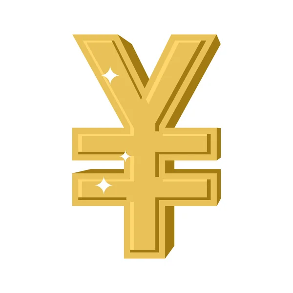 Золотая китайская йена. Символ денег в Китае. денежный знак в Китае — стоковый вектор
