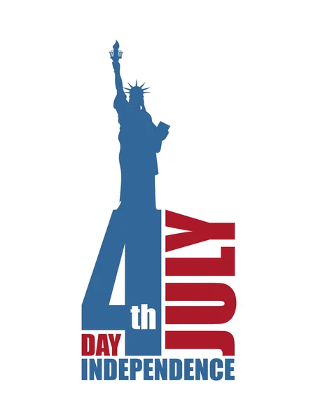 Amerika'nın Bağımsızlık Günü. Özgürlük Heykeli ve harfler ve — Stok Vektör