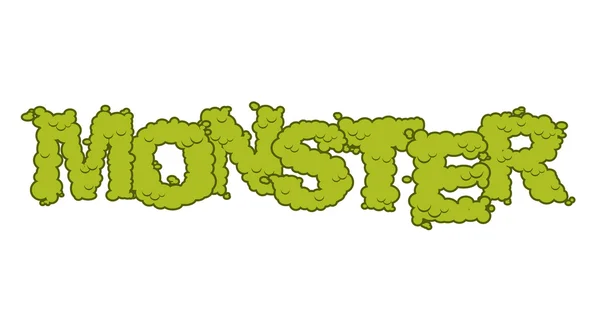 Monster text. Scary lettering and typography. Green terrible Let — Stock Vector