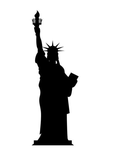 Silhouette Statue of Liberty in USA. Contorno símbolo nacional de — Archivo Imágenes Vectoriales