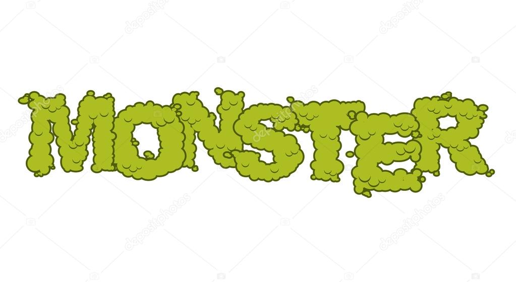 Zombie Text. Green Terrible Letter And Brains. Horror Lettering