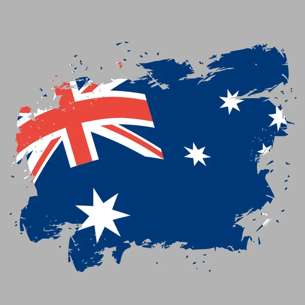 Australien flagga grunge stil på grå bakgrund. Penseldrag en — Stock vektor