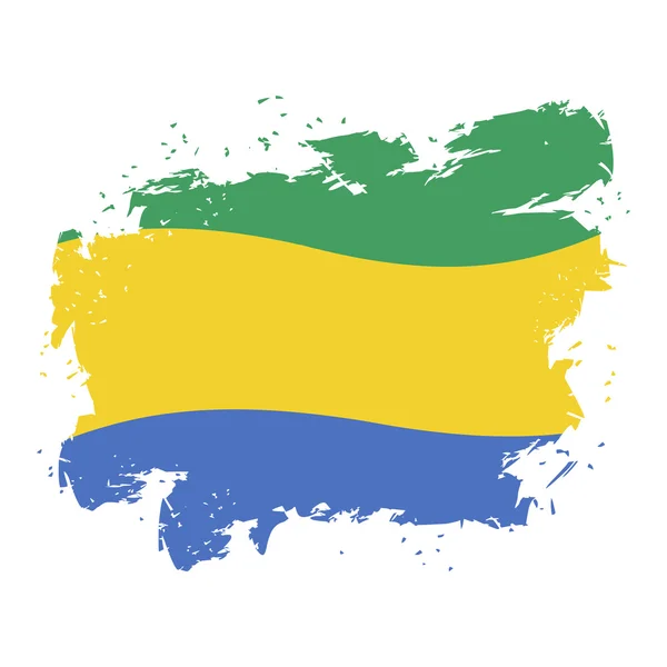 Gabon Flagge Grunge-Stil auf weißem Hintergrund. Pinselstriche und i — Stockvektor