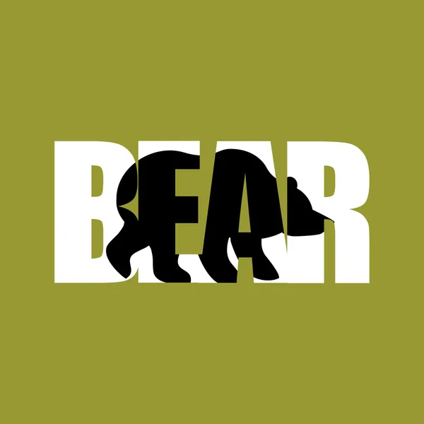 Bear Silhouette text. Wild Beast och typografi. Arg skog en — Stock vektor