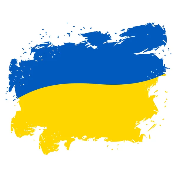 Beyaz arka plan üzerinde Ukrayna Bayrak grunge tarzı. Fırça darbeleri ve — Stok Vektör