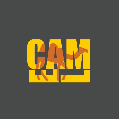 Deve siluet metin. Hayvan çöl ve tipografi. İkiye-toynak