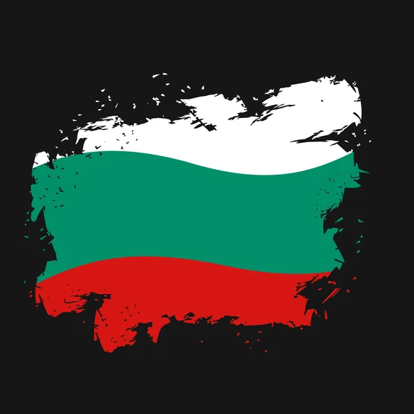 Bulgaristan bayrağı grunge tarzı siyah arka plan üzerine. Fırça darbeleri bir — Stok Vektör