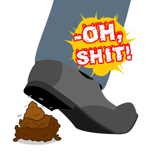 Oh shit. Stepping Shit .piece of turd. Shoes and brown poop. Spo — Stock Vector