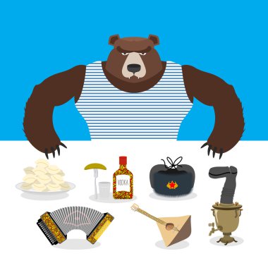 Rus Ayısı hediyelik eşya satıyor. Rus geleneksel ulusal symbo