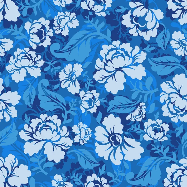 Blaues Rose nahtloses Muster. Retro florale Textur. Jahrgangsflora — Stockvektor
