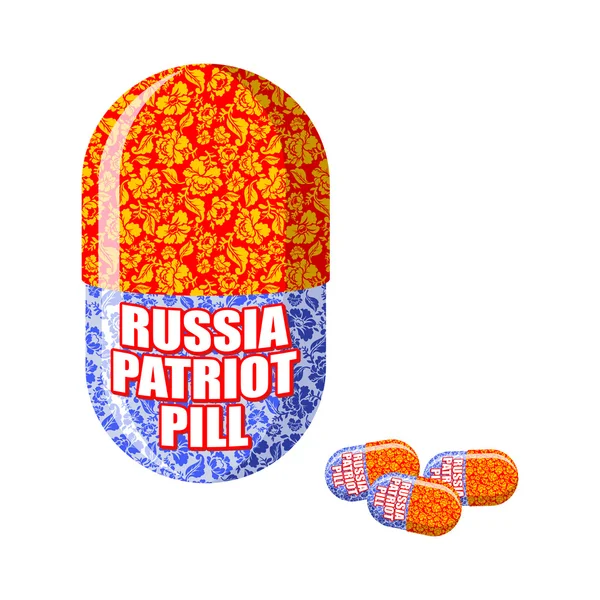 Pil patriotik Rusia. Kapsul dengan orname tradisional nasional - Stok Vektor