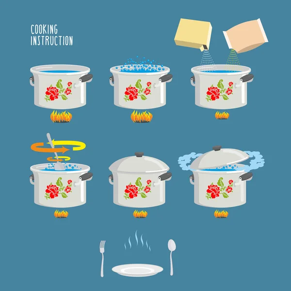 Instrucción de cocina. Receta de cocina casera. receta de cocina, paso b — Vector de stock