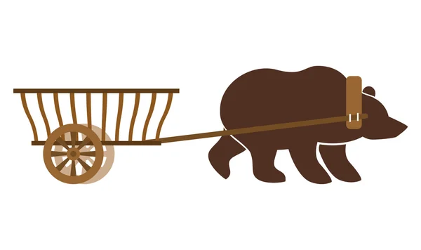 Wain russo e urso. Carruagem tradicional na Rússia. Nacionais —  Vetores de Stock