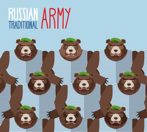 Armée nationale russe d'ours en bérets verts. Couteaux militaires — Image vectorielle