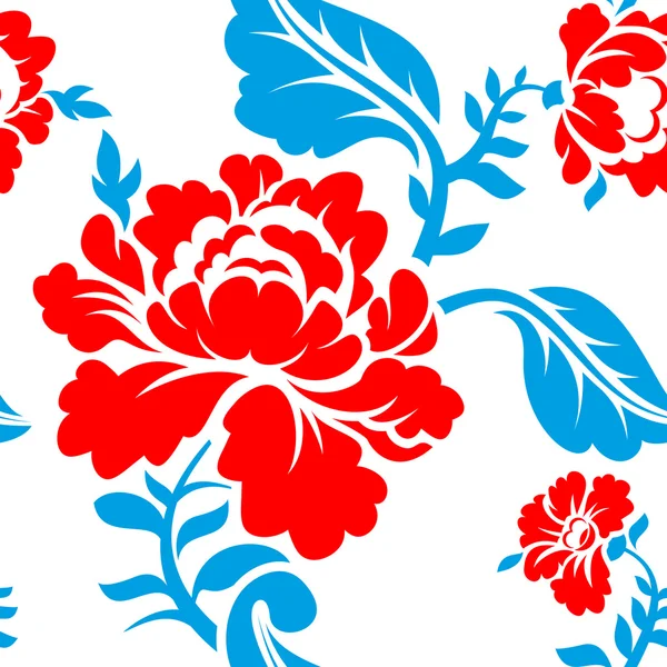 Russisches nationales Blumenmuster. Farben der russischen Flagge. Trikolore — Stockvektor