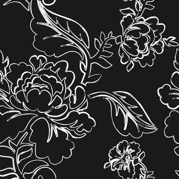 White Rose seamless pattern. Retro floral texture. Vintage Flora — Stockvector