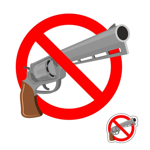 Pare a arma. Entrada proibida de armas. O Colt riscou-se. Emblema — Vetor de Stock
