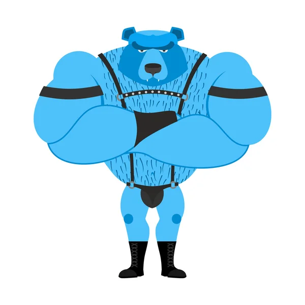 Urso gay símbolo da comunidade sexual. Grande urso azul forte. Toneladas — Vetor de Stock