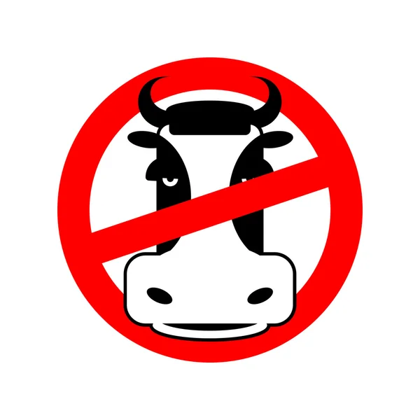 Stop beef. Prohibited animal meat. Crossed-head cow. Emblem agai — Stock vektor