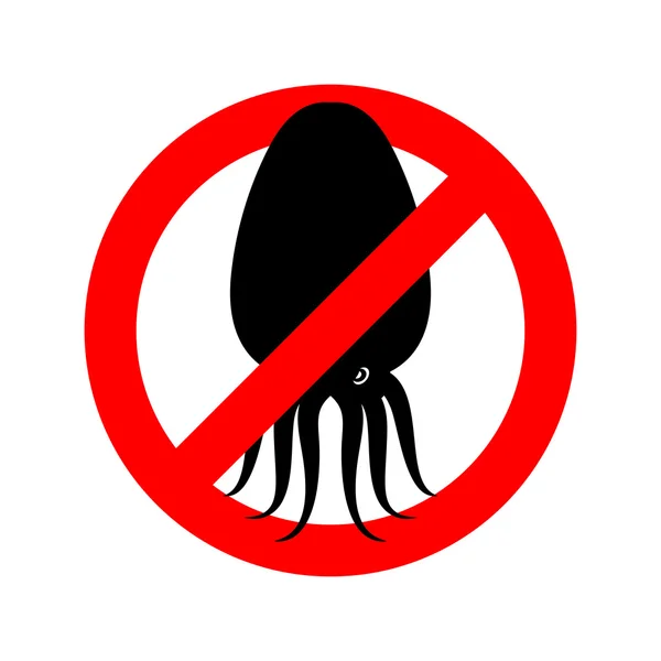 Detén el calamar. Pulpo prohibido. Anhui Conch tachó. Emblema — Archivo Imágenes Vectoriales