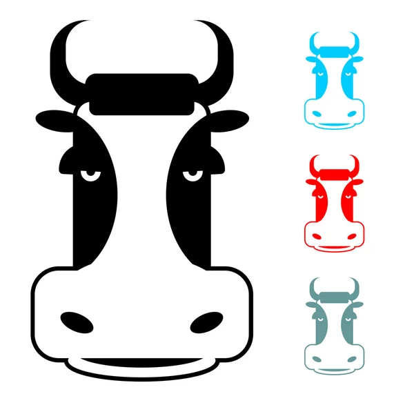 ไอคอนวัวแบบแบน หัวหน้าฟาร์มสัตว์ลายฉลุ เนื้อวัวน่ารัก — ภาพเวกเตอร์สต็อก