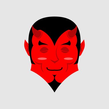 İblis kocaman bir gülümseme ile uyuyor. Çizgi film sevimli yüzü. Neşesi duygu