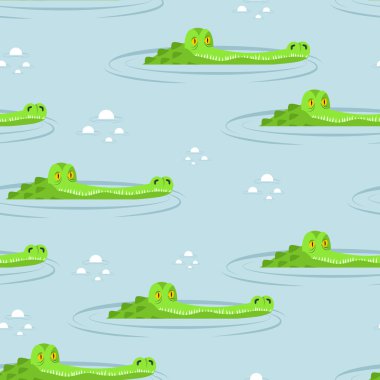 Timsah suda dikişsiz desen. Bataklıkta büyük timsah veya