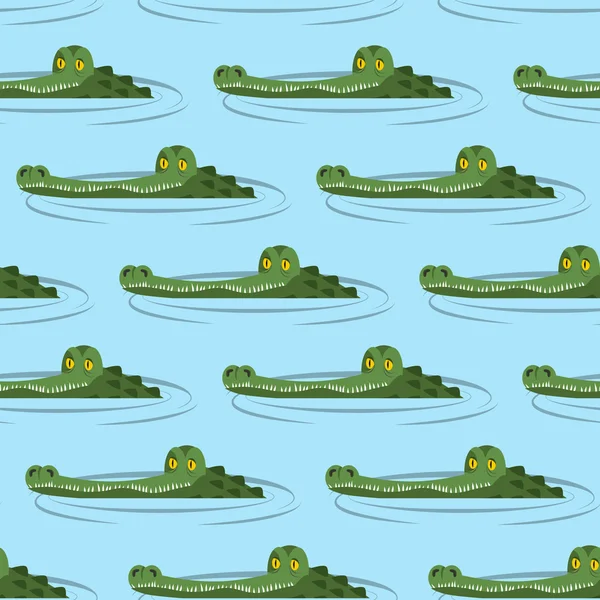 Krokodil in Wasser nahtlose Muster. großer Alligator im Sumpf oder — Stockvektor
