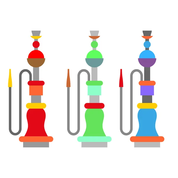 Set kleurrijke Arabische Hookah. Turks nationaal instrument voor Smok — Stockvector