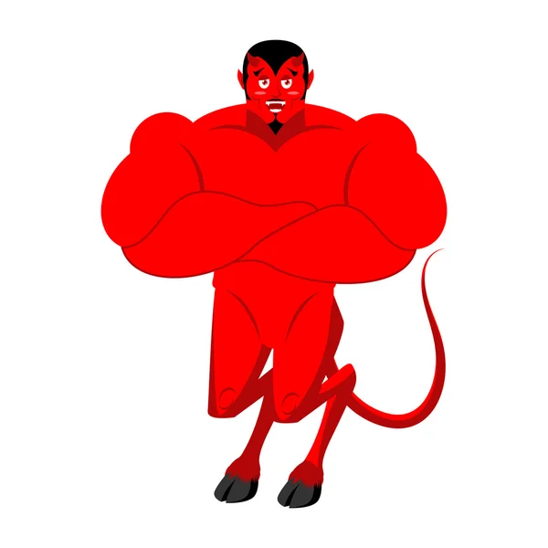 Strong Satan. Red Devil powerful. Demon athlete. Lucifer, Prince — Stock Vector