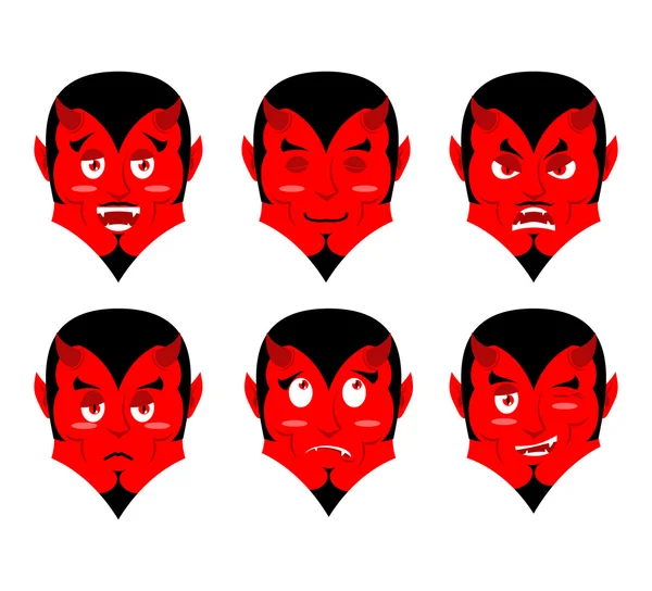 Érzelmek ördög. Meghatározott kifejezések avatar Sátán. Vörös démon jó. Lu — Stock Vector