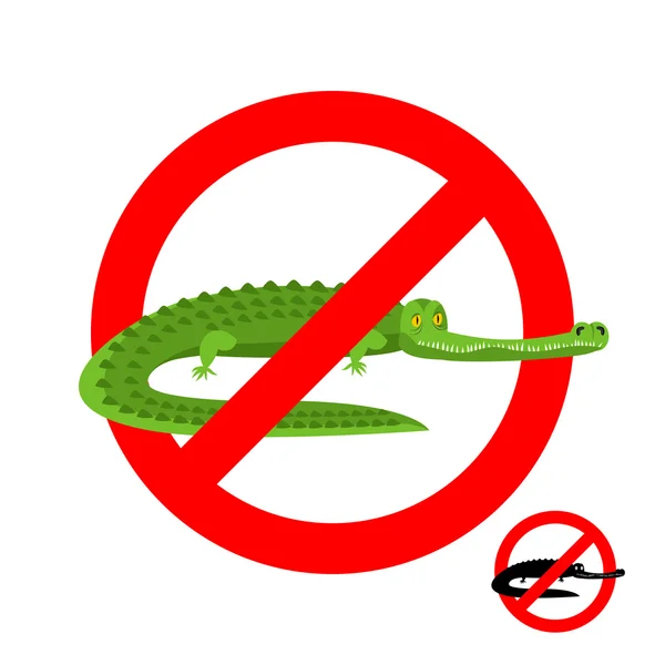 Stop krokodil. Verboden Alligator. StrikeThrough Kaaiman. Embl — Stockvector