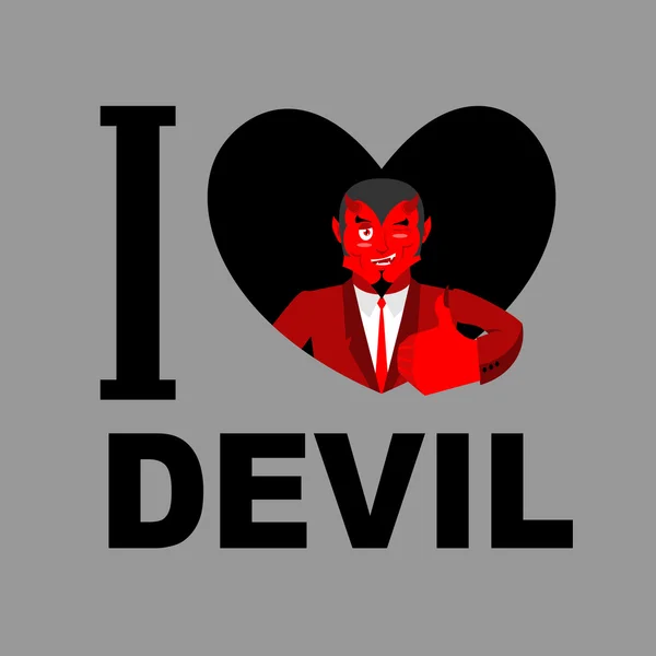 Me encanta el diablo. Símbolo de corazón y demonio con cuernos. Satán Rojo. P — Archivo Imágenes Vectoriales